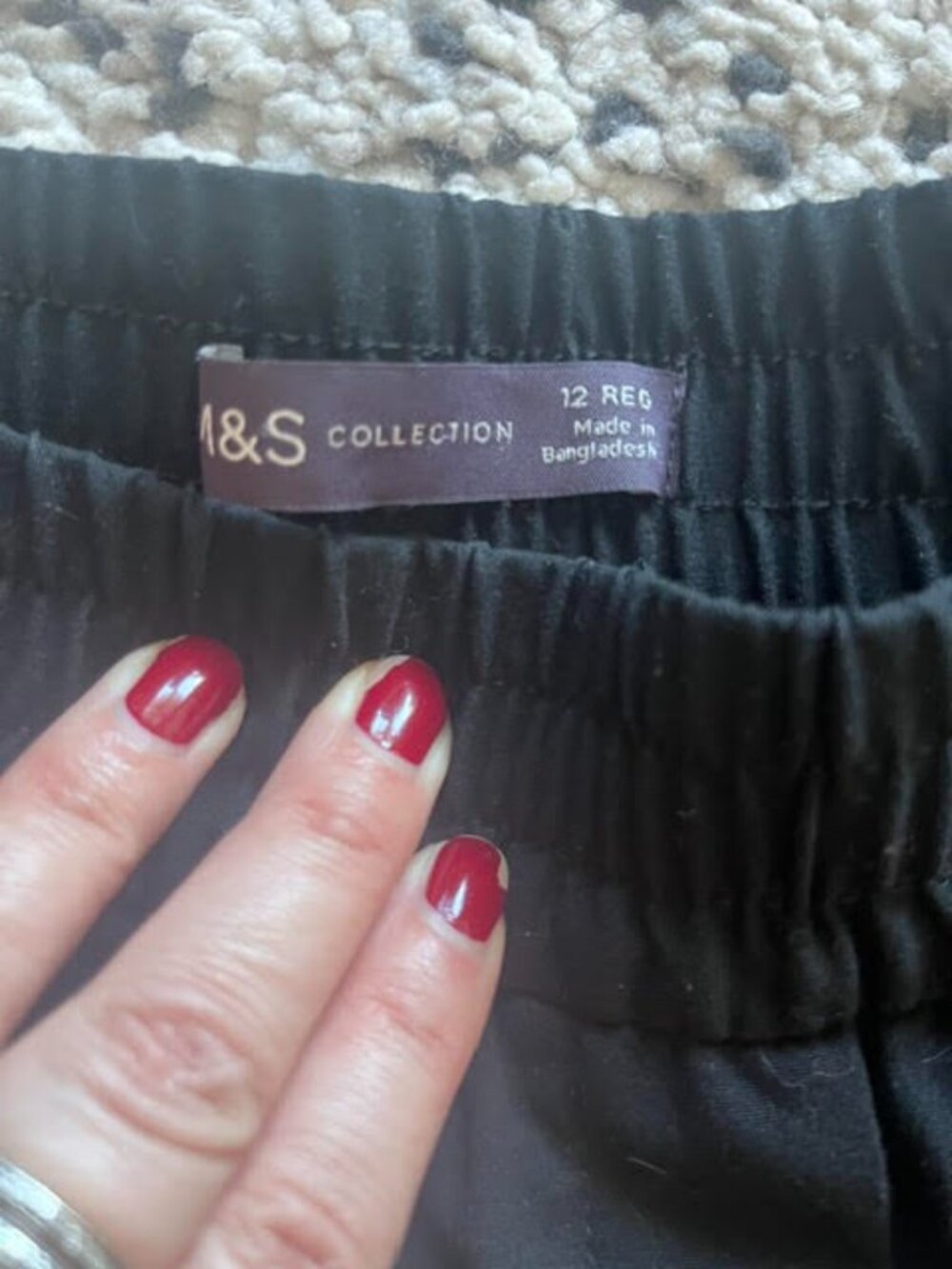 Marks & Spencer Black Elastic Waist Wide Leg Trousers - Picture 3 of 4